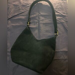 John Galt black suede handbag